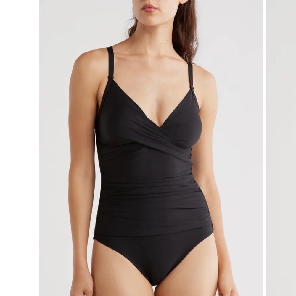 DKNY Twisted One-Piece Swimsuit, black